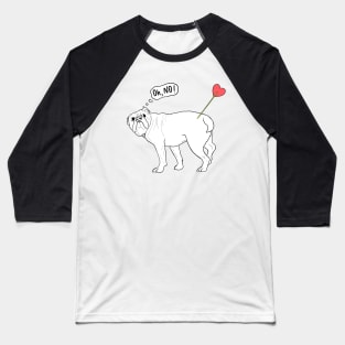 Oh, no! Touched by Cupid's arrow - funny english Bulldog With Heart Arrow - Humorous Valentine's Day lineart illustration Baseball T-Shirt